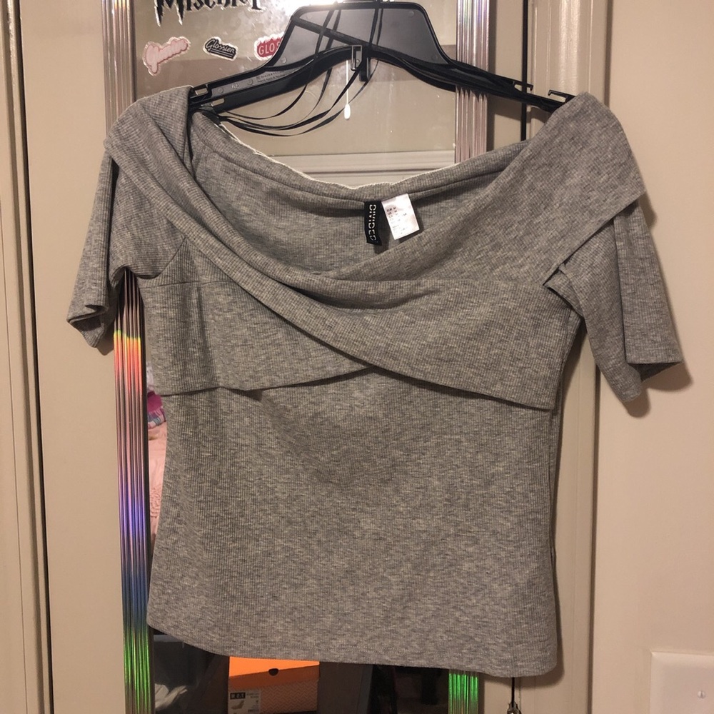 Grey Off-the-Shoulder Top